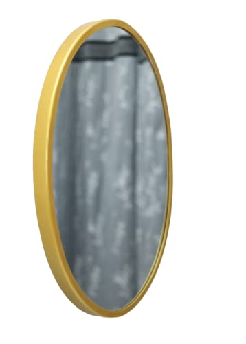 Image of Quality Glass Metal Frame Oval Wall Mirror Royal Mirror Home Decorative Mirror Modern Mirror Living Room Mirror Wall Mirror Bathroom Mirror Size 18x24 inches Color Golden MF 42