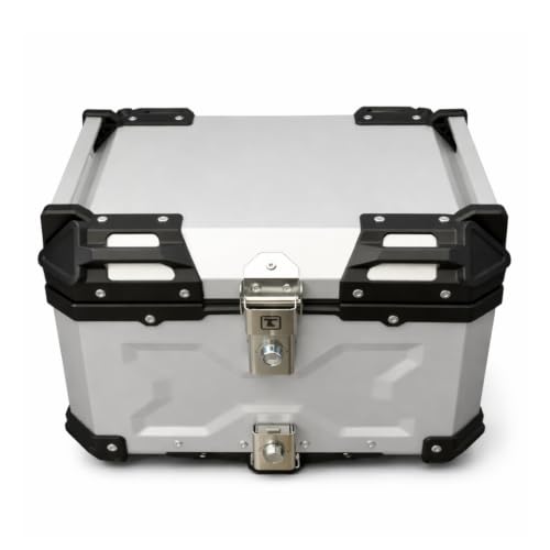 Image of CORE 45L Aluminium Motorcycle Travel Combo | X-Type Touring Storage Case with Universal Mount Plate | Lockable Rear Luggage Carrier for Travel Essentials | Water-Resistant Top Case - Aero Silver