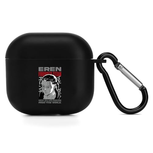 Airpods 4用ケース 進撃の巨人 エレン・イェーガー エアーポッズ 4 用カバー 第4世代 保護ケース おしゃれ かわいい ワイヤレス充電対応 カラビナ付き