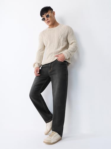 Image of The Souled Store Straight-Fit Denim: Men and Boys Cotton Blend Straight Fit Cargo Pockets Lightweight Everyday All-Season Denim Jeans