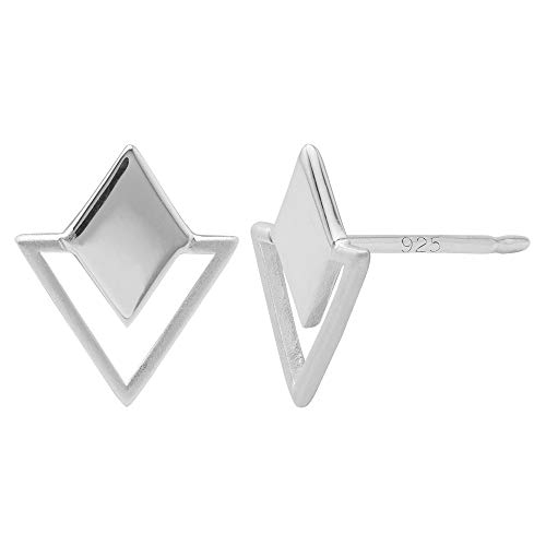 Boma Jewelry Sterling Silver Geometric Diamond & Triangle Stud Earrings2