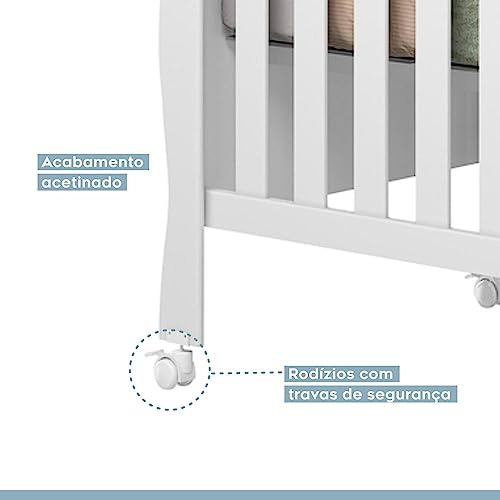 Berço Mini Cama 3 em 1 Soninho Tigus Baby Branco