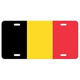 DMSE Belgium National Flag License Plate - 11.99''x5.99'' - Premium Textured Finish Front Bumper Tag - Heavy-Duty Aluminum, UV-Resistant & Made in USA