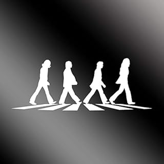 Abbey Road Decal Crosswalk Sticker Merchandise Memorabilia Album Record Iconic Band Pepper Black Vinyl | Premium Quality | 7-Inches | D031-W - Les Beatles, Paul McCartney, John Lennon, RIngo Starr, George Harrison