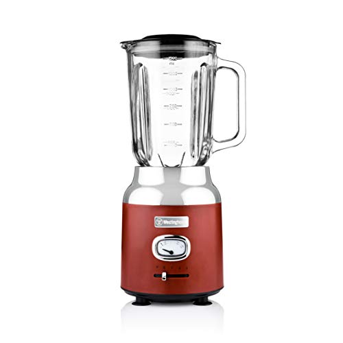 Westinghouse Retro Standmixer, 1.5 Liter Glasbehälter, 3 Geschwindigkeiten, Pulsfunktion, 6 flügliges Spezialmesser, Edelstahl...