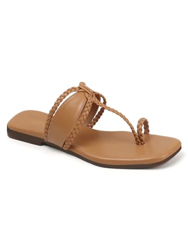 Image of SilverArrow Women's Glintique Fashion Sandals|Braid Strap Style Open Back Flats |Casual Wear