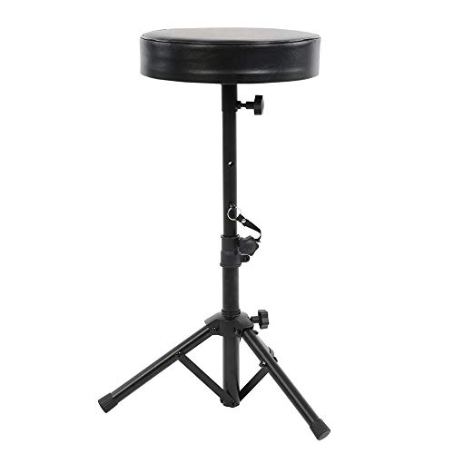 Pyle Padded Musician Stool-Drum/Guitar/Keyboard Performers Foldable Piano Seat w/Height Adjustable Foot & Seat, Non-Slip Rubber Feet, Round Foam Cushion PKST54