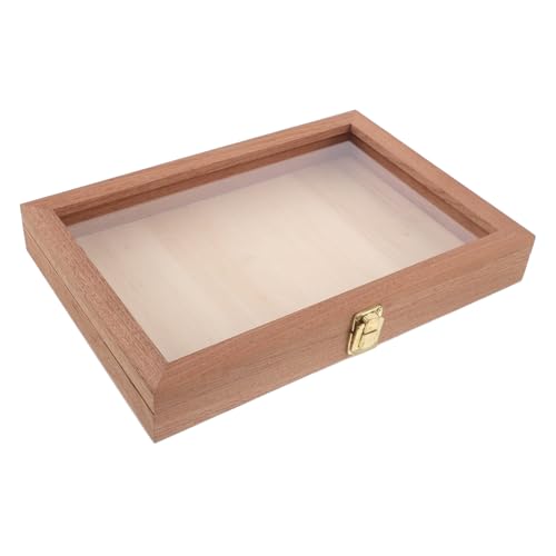 LOLIPPYY Caja de Almacenamiento de Madera Natural Rectangular con Tapa Transparente para Mariposas y Joyas Caja Multifuncional Vintage para Exhibición y Conservación de Especímenes Diseño