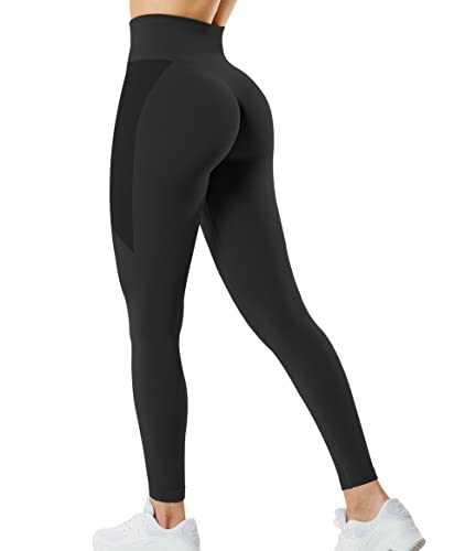 Workout Leggings for Women - 2 Piece Seamless High Waisted Tummy Control Butt Lifting Leggings Yoga Pants