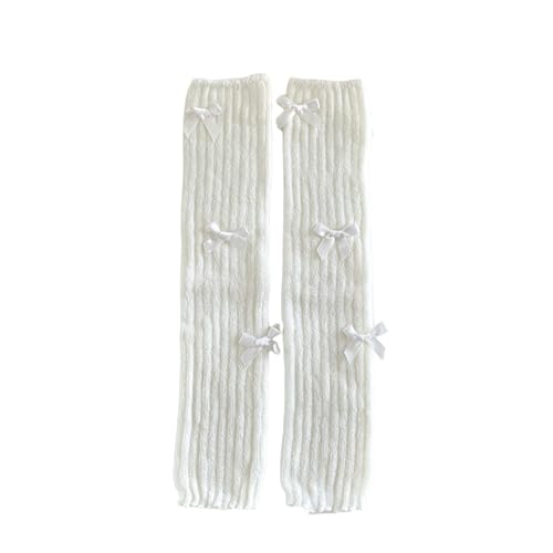 Image of Fashion Girl Knit Leg Warmers Harajuku Bow Decor Loose Socks Vintage Kawaii Leg Sleeves Lolita Socks