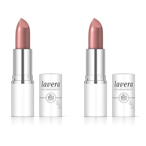 lavera Candy Quartz Lipstick -Rosewater 01 - Intense Glow - light texture - Up to 6 hours hold - Vegan - Natural cosmetics (1x 18 g) (Pack of 2)