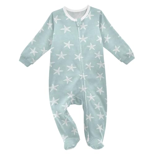 Emelivor Starfish Teal Baby Newborn Pajamas Outfits Long Sleeve Footed Pjs for Boys Girls