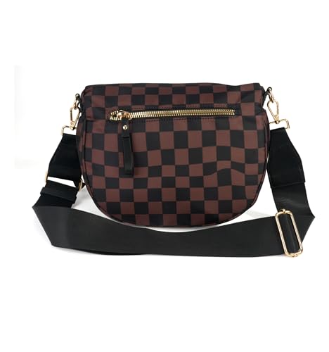 Image of FEIBOON Spacious Checkered Nylon Crossbody Bag Bum Bag Handbags Wallets for Women