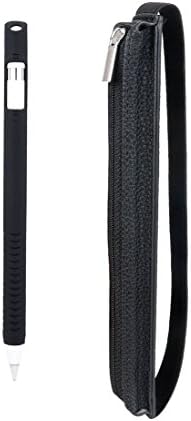 Darhoo Apple Pencil Case Holder- PU Leather Elastic Pouch 2 in 1 Pencil Triangular Case Cover Sleeve for 9.7 and 12.9 Inch Apple Pen iPad Pro (Black)