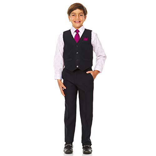 Image of Vittorino Boys 4 Piece Suit Set with Vest, Dress Shirt, Bow Tie, Pants & Pocket Square | Big & Little Kids Formal Apparel