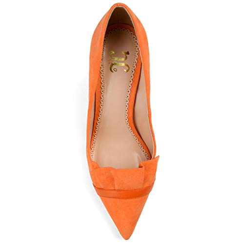 Brinley Co. Womens Mica Faux Suede Pointed Toe Ruffle Skinny Heels Orange, 7 Regular US3