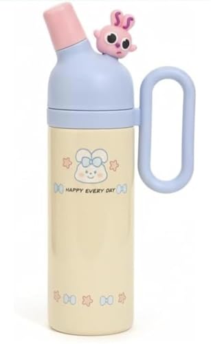 Image of Fancy Kitchen Cartoon Kids Tumbler - 850ml Stainless Steel Double-Walled Travel Mug - Leak-Proof, BPA-Free with Straw - Perfect for School & Outdoor Use. (Cream Yellow)
