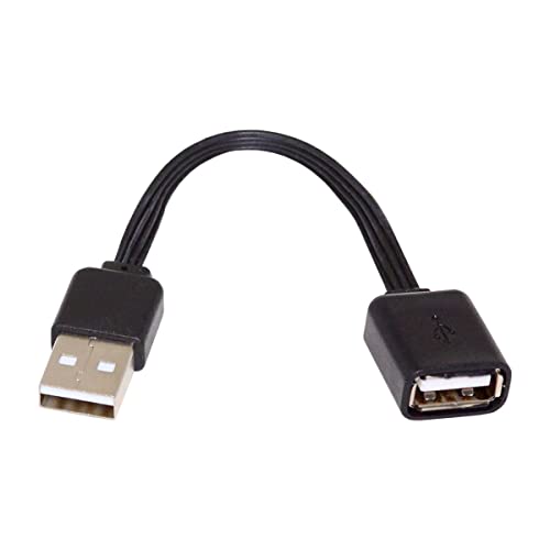 CY 13cm USB 2.0 Type-A Male to Type-A Male Female Data Flat Slim FPC Cable for FPV Disk Phone, Black - Image 2