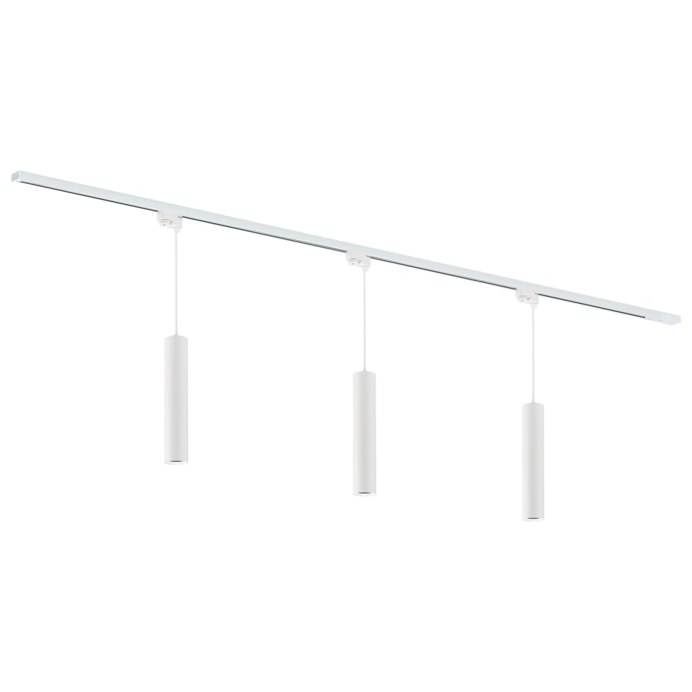 Qub Focus III Monophasé Luminaire Plafonnier LED – 200cm - 3x GU10 Suspension Luminaire - 2x 1m Barre de Spot Plafond – I-Form - Plafonnier intérieur Blanc Moderne – Spots et Rails de Spots