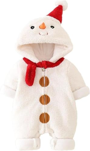 Fegson 赤ちゃん雪だるま衣装クリスマス可愛いベビータイツ冬の厚手タイツ赤ちゃん雪だるま衣装 ジャンプスーツ 生後3〜6ヶ月 (73cm)