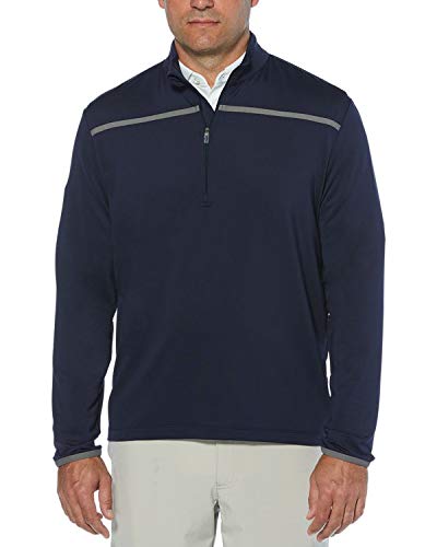 Callaway Men's Golf Chest Stripe Long Sleeve 1/4 Zip Mock Pullover, Peacoat, X-Large