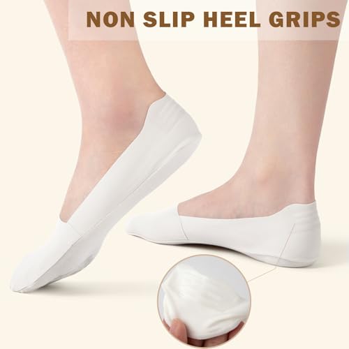 Image of Sofier No Show Socks Womens, Non Slip Low Cut 6 Pairs Thin Silky Dress Footies Liner Invisible Socks Flats Loafers Sneakers