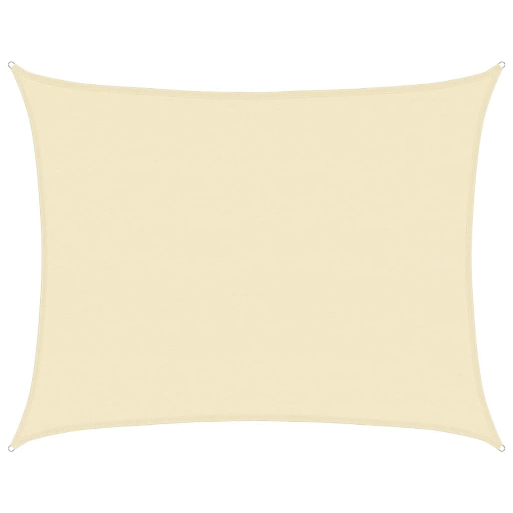 Voile d'ombrage rectangulaire 7x6m crème en PEHD perméable pour terrasse
