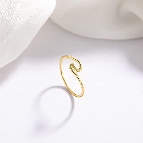 Greenpod 1mm Stainless Steel Wedding Rings for Women Silver/Gold Plated/Rose Gold Plated Thin Vsco Wave Ring Stackable Engagement Ring Size 4-122