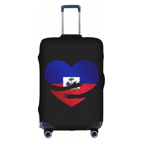 Travel Luggage Cover Haiti Flag Heart Fashion Washable Baggage Suitcase Protector Fit For Luggage Small