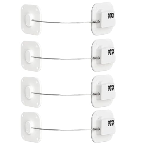 Image of Cabinet Locks with Combination,Fridge Lock,Closet Locks(White 4pcs)