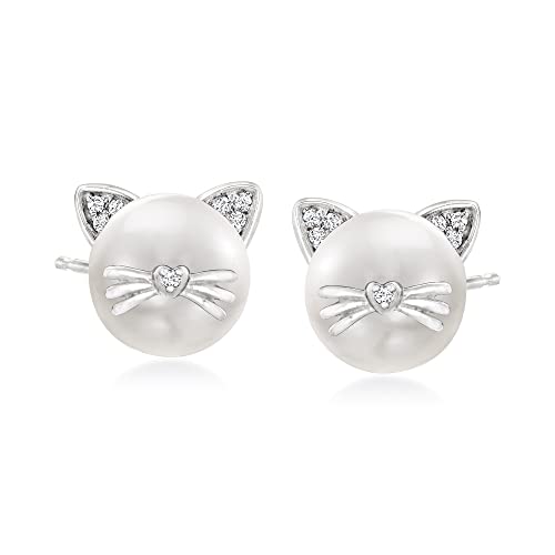 Cultured Pearl Cat Earrings