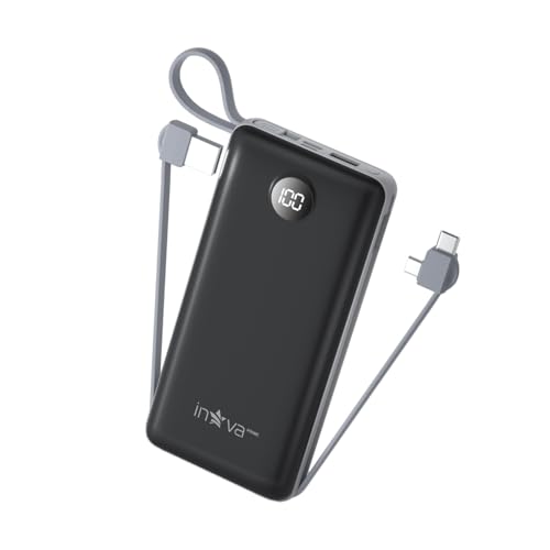 Power Bank, Carregador Portátil de 20000mAh com Carga Rápida, Múltiplas Portas, Design Leve e Proteção Inteligente para Dispositivos iOS e Android/USB/Type-C/Preto/(KV-P204-‎Preto)