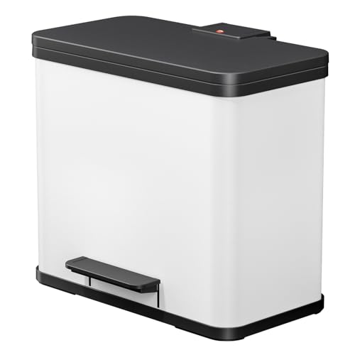 Poubelle de tri sélectif 2 bacs à pédale 25L (17+9) Hailo Öko Duo Plus L Blanc