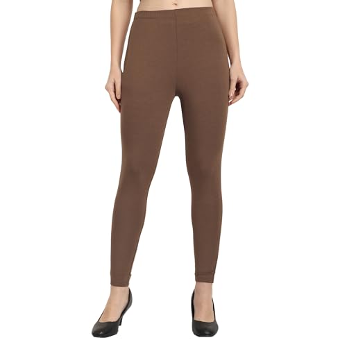 Image of ONE SKY Women Ankle Length Leggings | Premium Cotton Modal Spandex Blend | High Waist Stretchable & Bio-Washed Fabric | Colour-Lock | Ethnic Leggings for Women