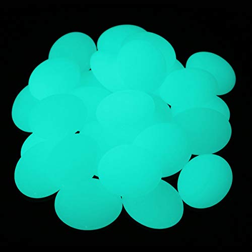Alan Stone Glow in The Dark Gravel, Garden Decorative Glow Pebbles Stones,Glow Rocks for Fish Tank Aquarium Outdoor Backyard Walkway Decor (Big Oval 2.5-3cm, Blue Green) - Thumbnail 4