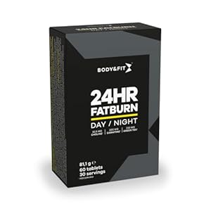 Body&Fit 24hr Fatburn met Cafeïne, L-Carnitine, Groene Thee, Magnesium,Dag en Nacht Supplement, 60 tabletten