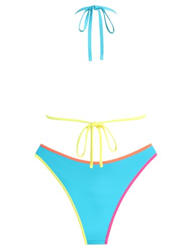 Image of ZAFUL Womens Halter Bikini Sets Triangle Bikinis High Cut Swimsuits 2 Piece Bathing Suits Sexy Swimwear