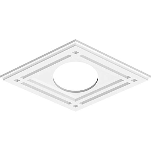 Image of Ekena Millwork CMP20X13DD-06000 Diamond Architectural Grade PVC Contemporary Urethane Ceiling Medallions 20 inchW x 13 3 /8 inchH x 6 inchID x 7 inchC x 1 inchP
