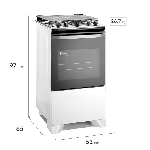 Electrolux Fogão 4 bocas Electrolux Efficient Branco Mesa Inox, PerfectCook e VaporBake® (FE4IW) Bivolt