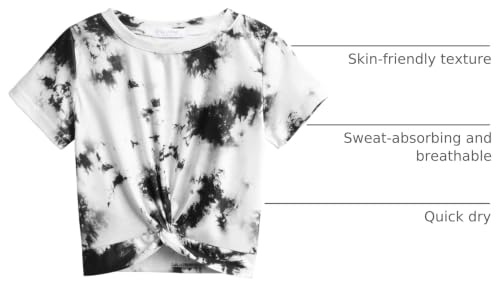 Image of Arshiner Girls Casual Tie Dye Short-Sleeve T-Shirt Cute Print Summer Blouse for Girls Twist Front Tunic Tee Tops