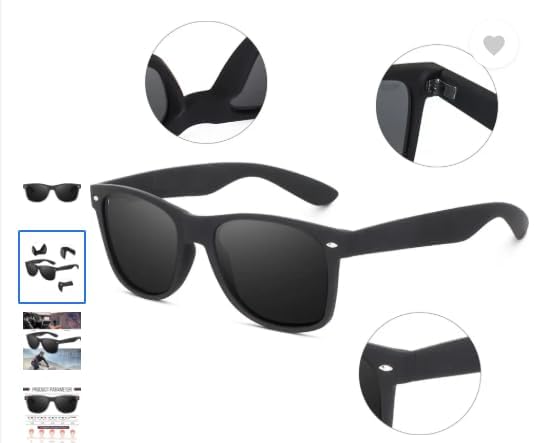 Image of Rectangular Sunglasses, Black Frame, Dark Grey Lenses, Retro Style-Men Women