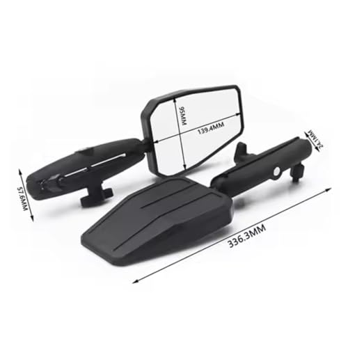 Image of AUOPOWERZ Black Double Take Motorcycle Mirror - Angle Adjustable with Mount & Screws, Fits Street Bike, Dirt Bike, Scooter, Moped, Cruiser, ATV (1 Set)