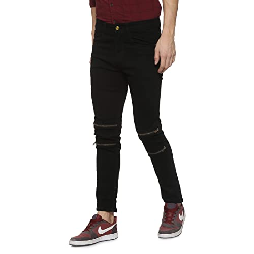 Image of CAHOOT Men's Navy Blue Tapered Dark- Wash Denim Jeans | Stretchable Cotton Mid-Rise Denim Jeans Crafted with Comfort Fit and High Performance for Everyday Wear