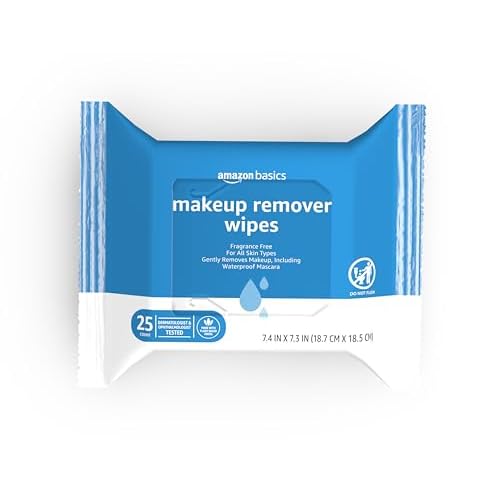 Amazon Basics Fragrance Free Makeup Remover Wipes, 25 wipes