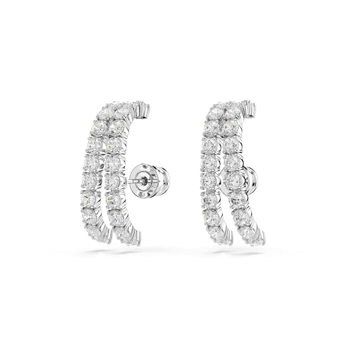 Swarovski Matrix ear cuffs, Round cut, clear, Rhodium finish3