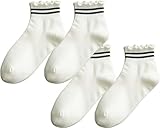 CHUNFO Womens Striped Ruffle Ribbed Crew Frilly Socks Cute Dot Athlete Ankle Cotton Casual Sock Size5-9