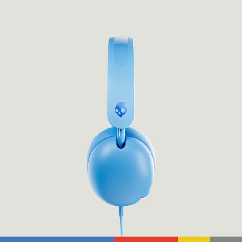 Image of Skullcandy Grom Wired Headphones, Volume-Limiting Audio, Comfortable Over-Ear Fit, Foldable, Designed for Kids 6+, Convenient for Travel with 3.5mm AUX Plug, Built-in Microphone - Surf Blue