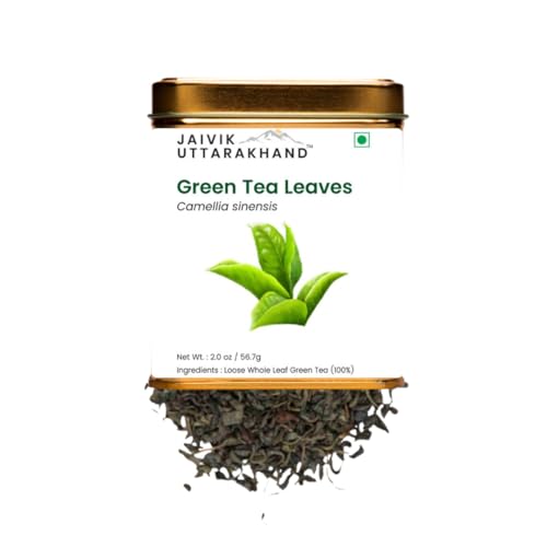 Image of Jaivik Uttarakhand - Green Herbal Tea Organic (56.7 g), Weight Loss, Energy Brew No Sugar, Decaf Nutrition Pack for Healthy Lifestyle, Pack of 1 Tin Box