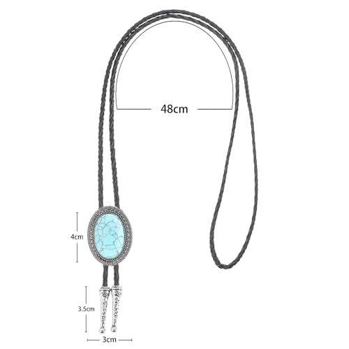 Image of AZORA Western Cowboy Bolo Tie Men Leather Necktie Leather Cord Turquoise Stone Bolo Ties for Men Women