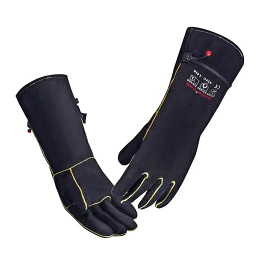 932℉ Leather Welding Gloves for Women Man, Heat Resistant Fire Long Sleeve Gloves for Tig Mig Stick BBQ Fireplace Animal Handling (Small 14inch)